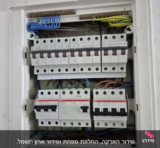 לוח חשמל עם חוטים וצבעים שונים